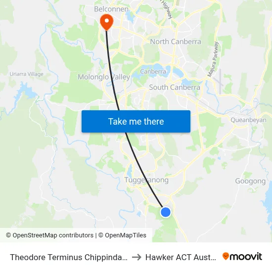 Theodore Terminus Chippindall Cct to Hawker ACT Australia map