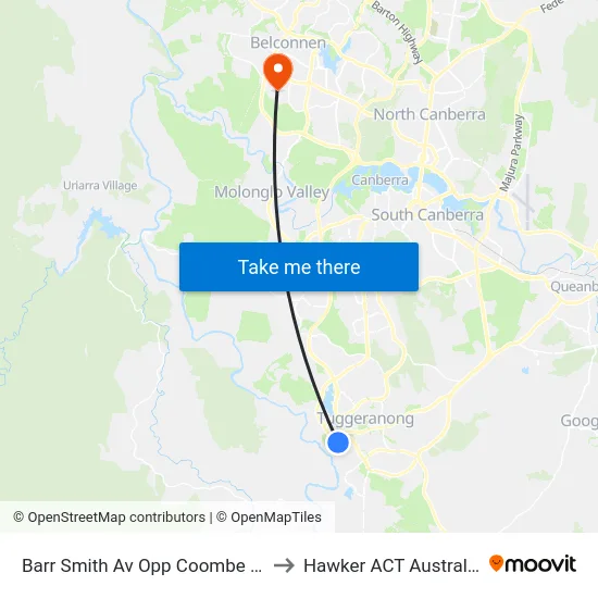 Barr Smith Av Opp Coombe St to Hawker ACT Australia map