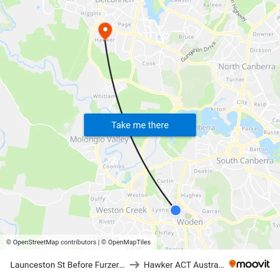 Launceston St Before Furzer St to Hawker ACT Australia map