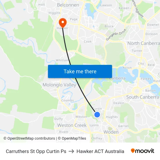 Carruthers St Opp Curtin Ps to Hawker ACT Australia map