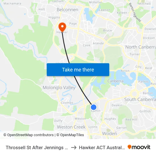 Throssell St After Jennings St to Hawker ACT Australia map