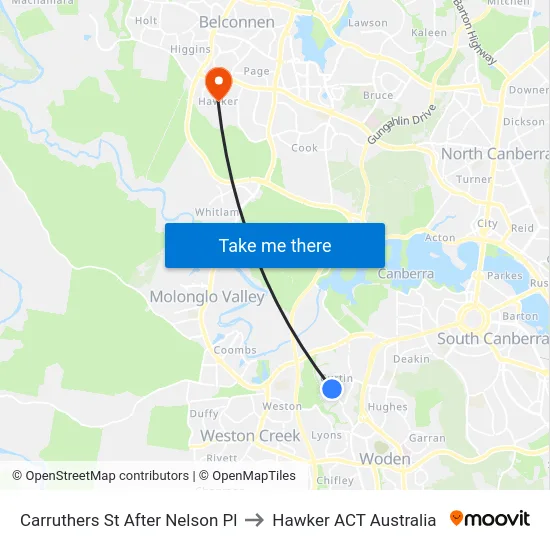 Carruthers St After Nelson Pl to Hawker ACT Australia map