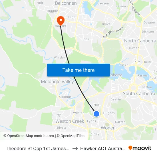 Theodore St Opp 1st James St to Hawker ACT Australia map