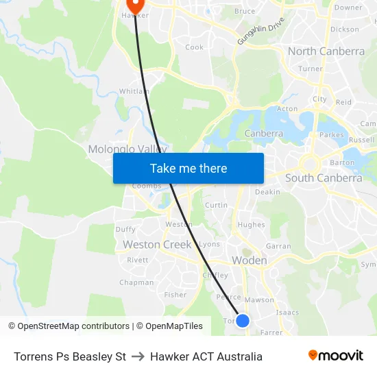 Torrens Ps Beasley St to Hawker ACT Australia map
