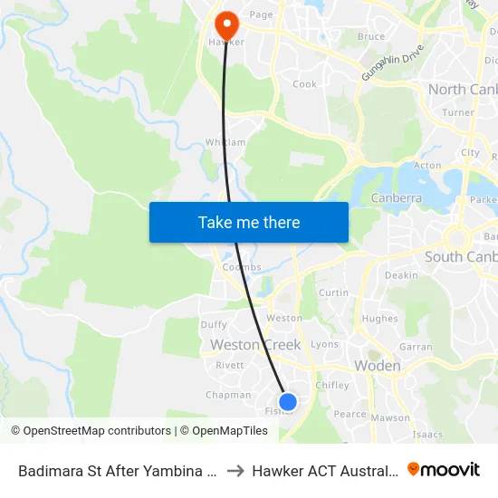 Badimara St After Yambina St to Hawker ACT Australia map