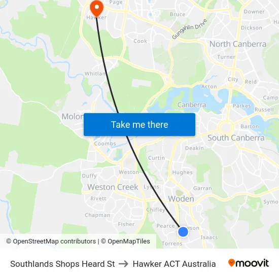 Southlands Shops Heard St to Hawker ACT Australia map