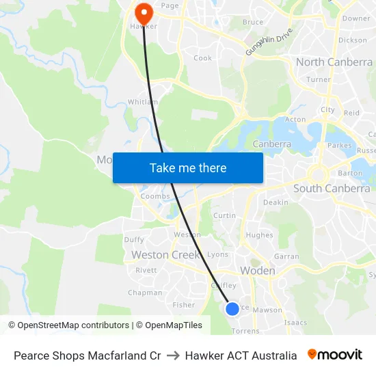 Pearce Shops Macfarland Cr to Hawker ACT Australia map