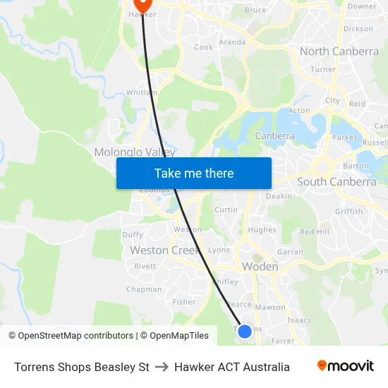 Torrens Shops Beasley St to Hawker ACT Australia map