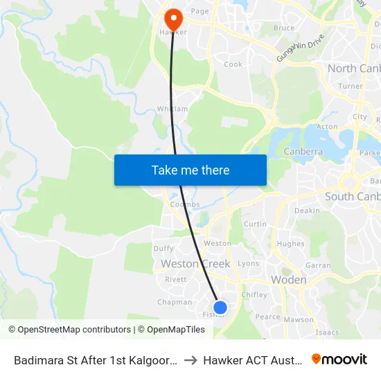 Badimara St After 1st Kalgoorlie Cr to Hawker ACT Australia map