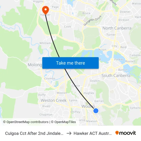 Culgoa Cct After 2nd Jindalee Cr to Hawker ACT Australia map