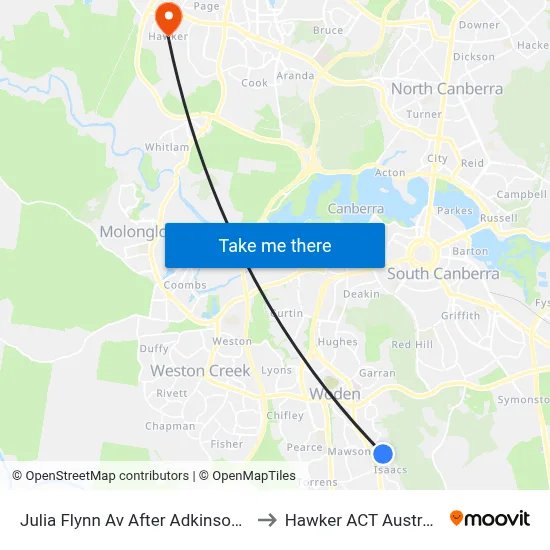 Julia Flynn Av After Adkinson Cl to Hawker ACT Australia map