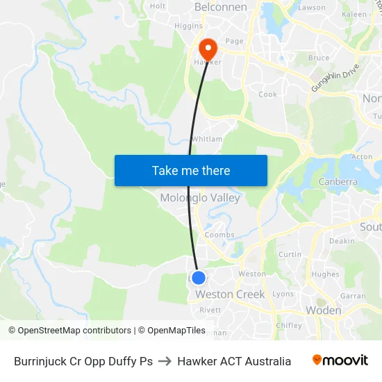Burrinjuck Cr Opp Duffy Ps to Hawker ACT Australia map