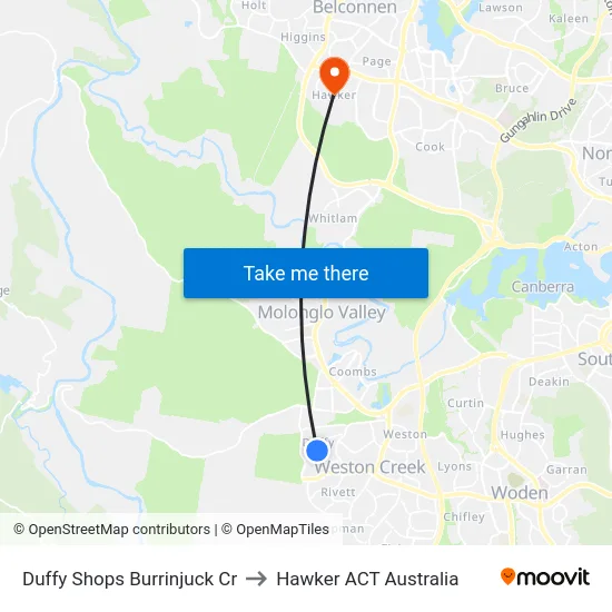 Duffy Shops Burrinjuck Cr to Hawker ACT Australia map