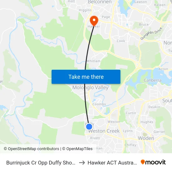 Burrinjuck Cr Opp Duffy Shops to Hawker ACT Australia map