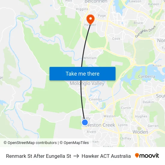 Renmark St After Eungella St to Hawker ACT Australia map