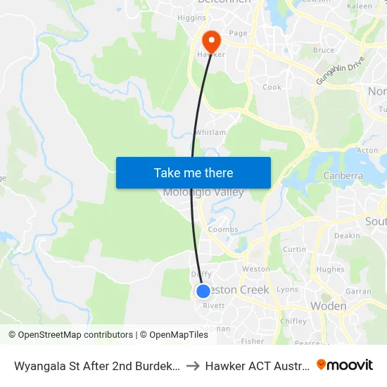 Wyangala St After 2nd Burdekin St to Hawker ACT Australia map