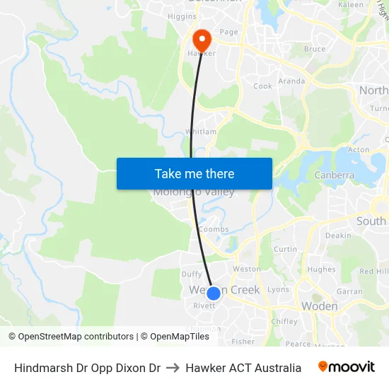 Hindmarsh Dr Opp Dixon Dr to Hawker ACT Australia map