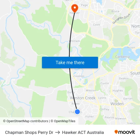Chapman Shops Perry Dr to Hawker ACT Australia map
