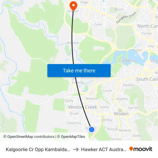 Kalgoorlie Cr Opp Kambalda Cr to Hawker ACT Australia map