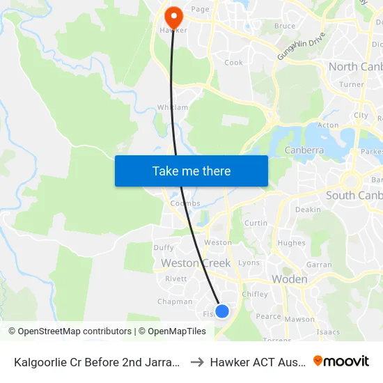Kalgoorlie Cr Before 2nd Jarrahdale St to Hawker ACT Australia map