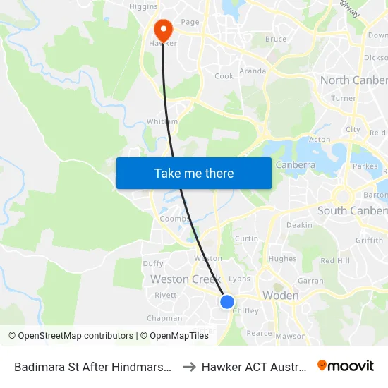 Badimara St After Hindmarsh Dr to Hawker ACT Australia map