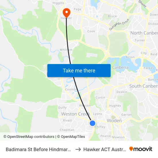 Badimara St Before Hindmarsh Dr to Hawker ACT Australia map
