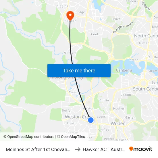 Mcinnes St After 1st Chevalier St to Hawker ACT Australia map