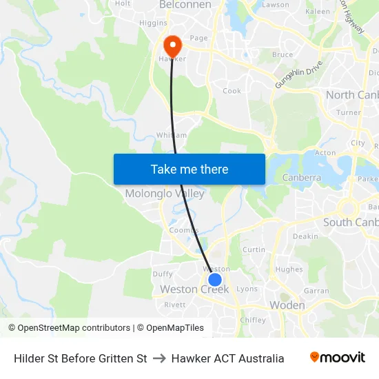 Hilder St Before Gritten St to Hawker ACT Australia map