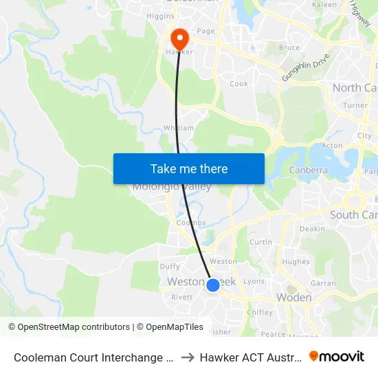 Cooleman Court Interchange Plt 1 to Hawker ACT Australia map