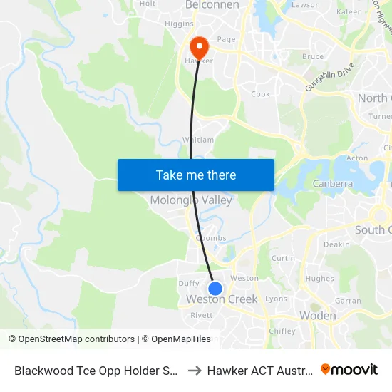 Blackwood Tce Opp Holder Shops to Hawker ACT Australia map