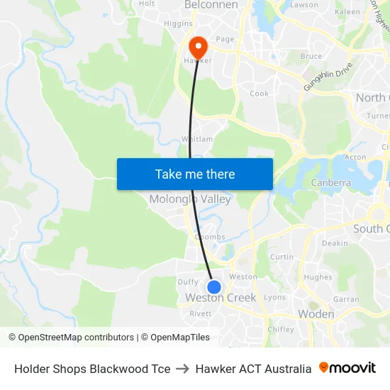 Holder Shops Blackwood Tce to Hawker ACT Australia map