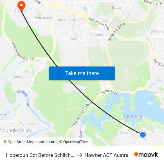 Hopetoun Cct Before Schlich St to Hawker ACT Australia map