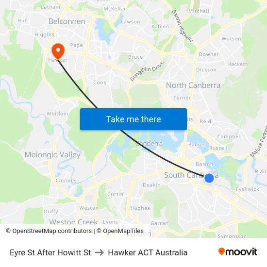 Eyre St After Howitt St to Hawker ACT Australia map