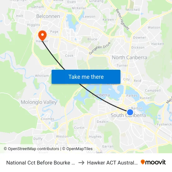 National Cct Before Bourke St to Hawker ACT Australia map