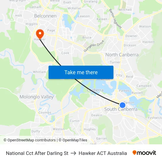National Cct After Darling St to Hawker ACT Australia map