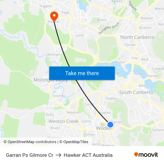 Garran Ps Gilmore Cr to Hawker ACT Australia map