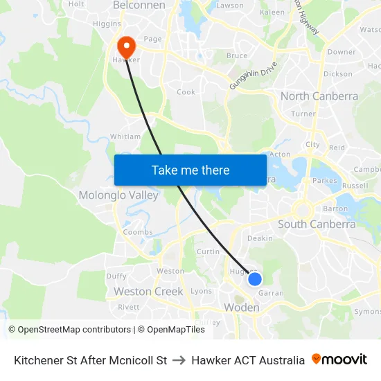 Kitchener St After Mcnicoll St to Hawker ACT Australia map