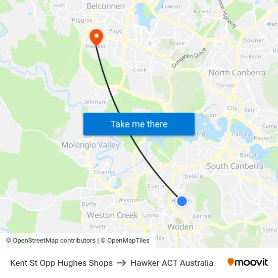 Kent St Opp Hughes Shops to Hawker ACT Australia map