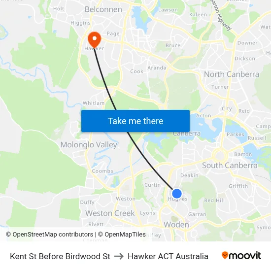 Kent St Before Birdwood St to Hawker ACT Australia map
