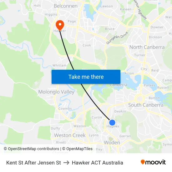 Kent St After Jensen St to Hawker ACT Australia map