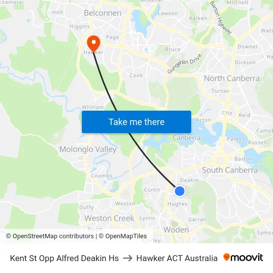 Kent St Opp Alfred Deakin Hs to Hawker ACT Australia map