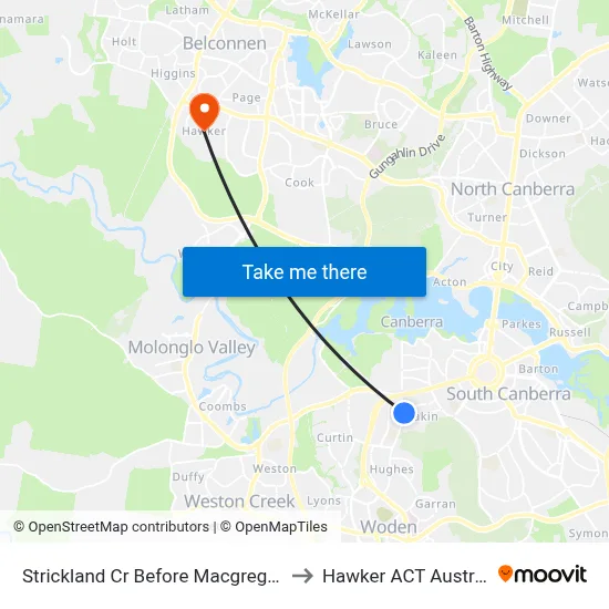 Strickland Cr Before Macgregor St to Hawker ACT Australia map