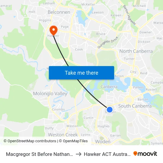 Macgregor St Before Nathan St to Hawker ACT Australia map