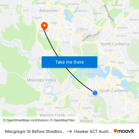 Macgregor St Before Stradbroke St to Hawker ACT Australia map