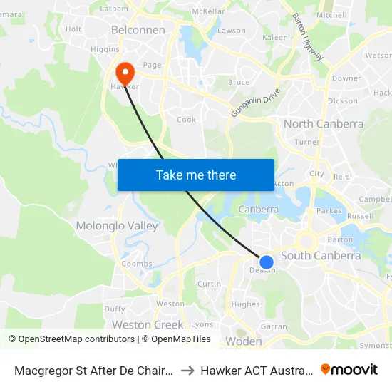 Macgregor St After De Chair St to Hawker ACT Australia map
