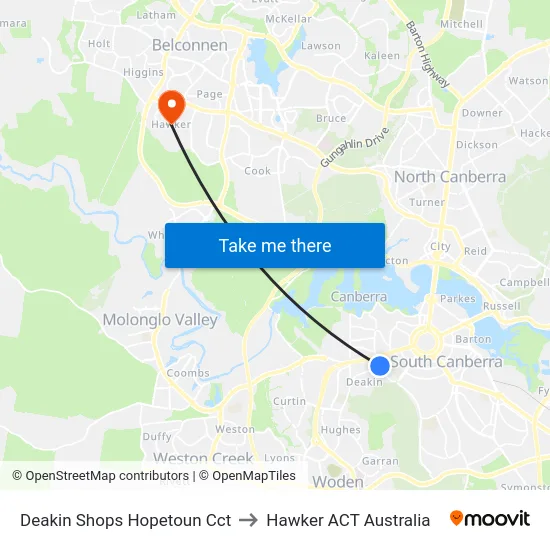 Deakin Shops Hopetoun Cct to Hawker ACT Australia map