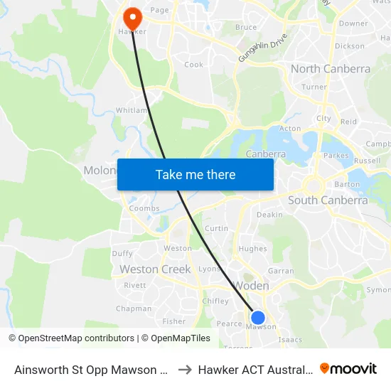 Ainsworth St Opp Mawson Ps to Hawker ACT Australia map