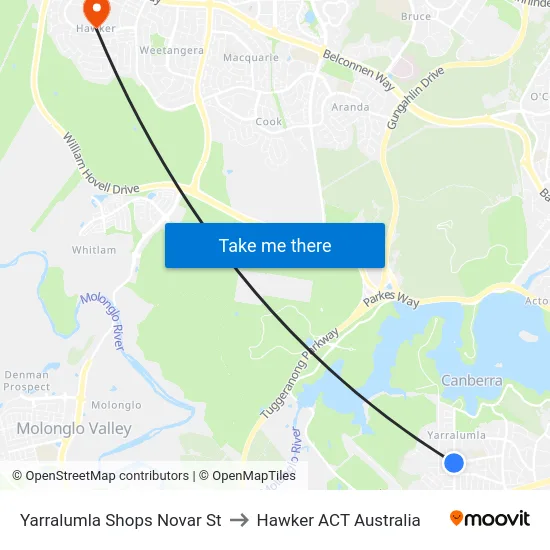 Yarralumla Shops Novar St to Hawker ACT Australia map