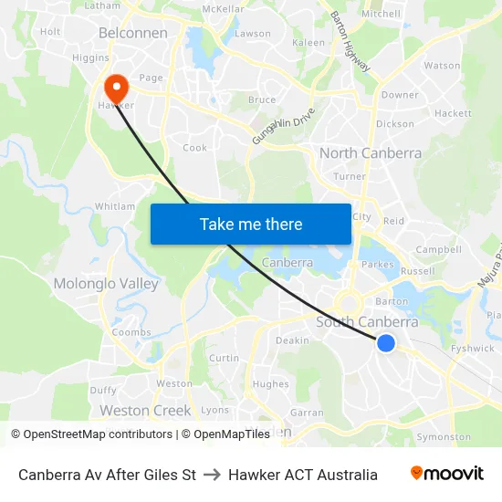Canberra Av After Giles St to Hawker ACT Australia map