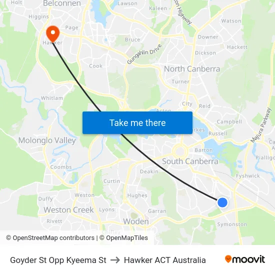Goyder St Opp Kyeema St to Hawker ACT Australia map